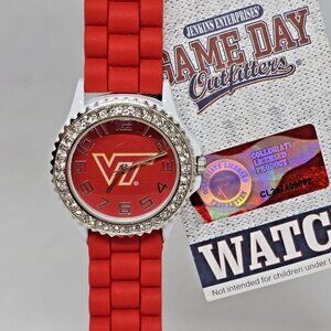 Game Day Virgina Tech Red White Vt Hokies Watch Ultimate Fan! Rhinestone NEW